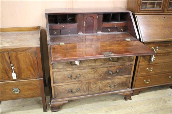 A George III mahogany bureau, W.92cm D.50cm H.104cm